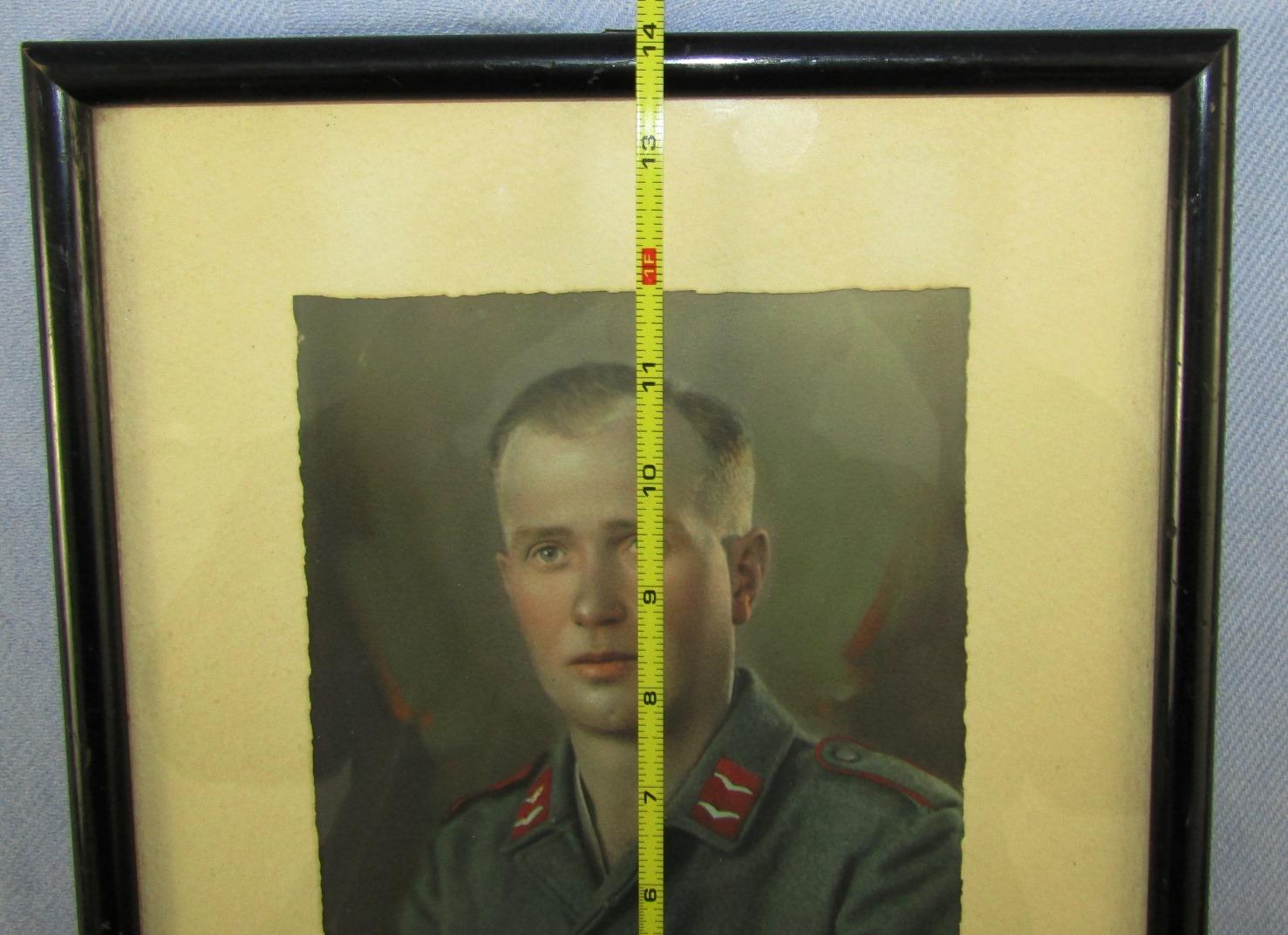 Third Reich Era Luftwaffe Flak Soldier Watercolor Portrait-Framed