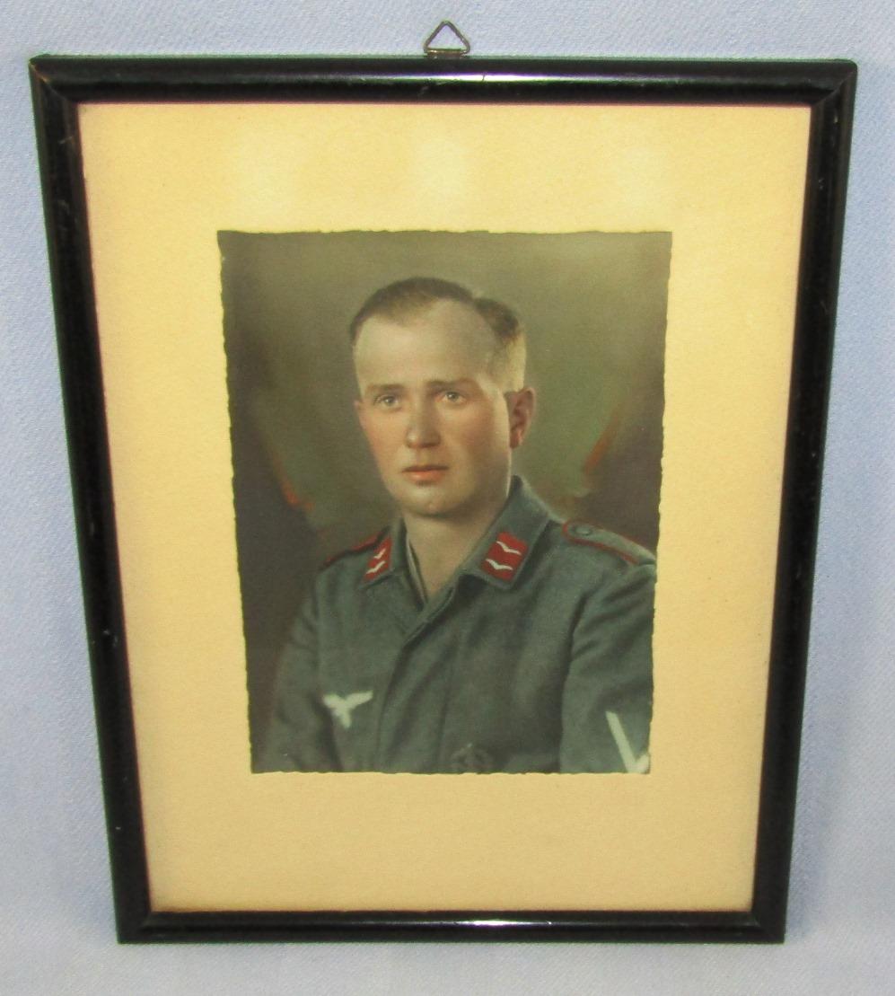 Third Reich Era Luftwaffe Flak Soldier Watercolor Portrait-Framed