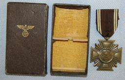 WW2 Period NSDAP 10yr Long Service Award Medal In Bronze-Light Version W/Issue Box