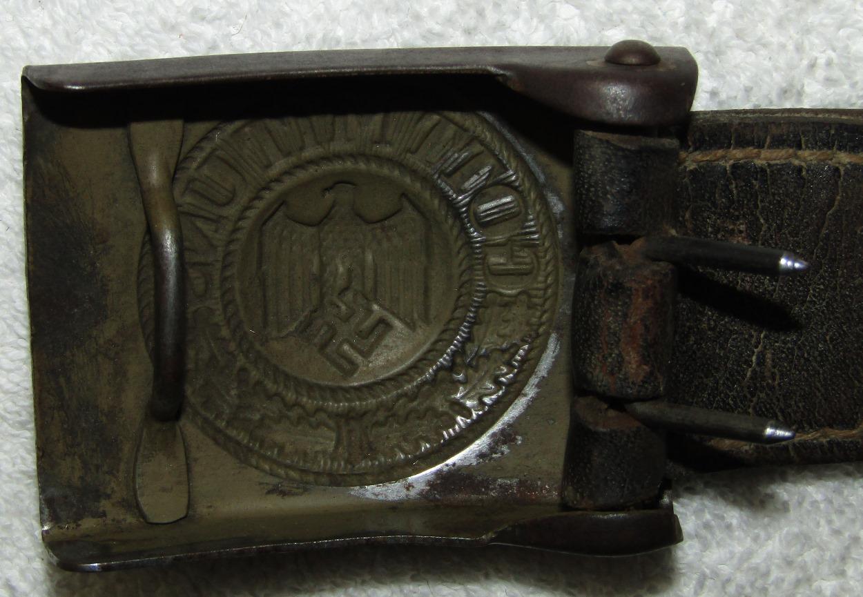 Steel Wehrmacht Belt Buckle W/Tab-Remnants Of Tropical Finish-1941 Dated