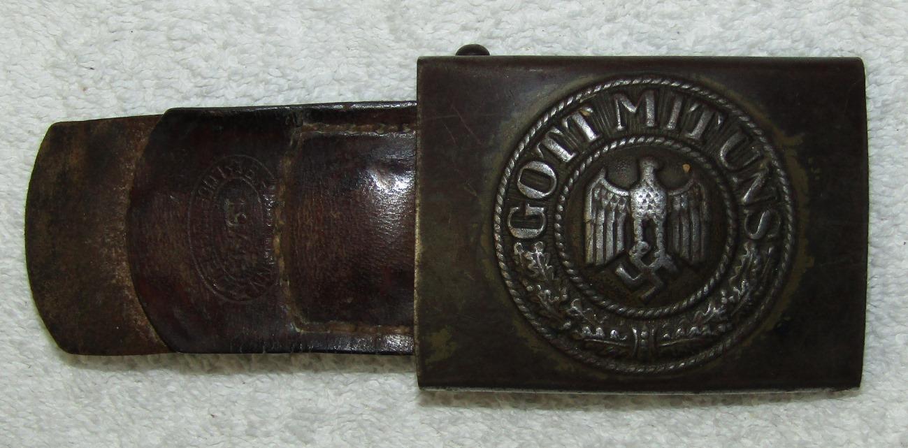 Steel Wehrmacht Belt Buckle W/Tab-Remnants Of Tropical Finish-1941 Dated