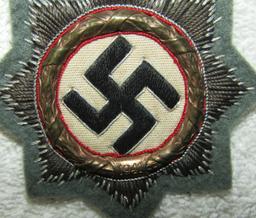 Rare WW2 Gold German Cross In Cloth-Assault Gunner Wrap Field Gray Backing
