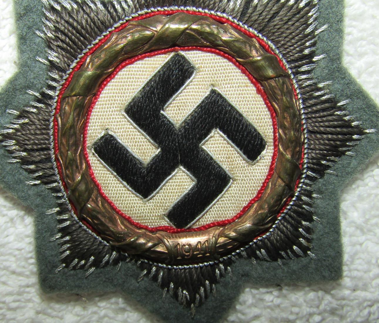 Rare WW2 Gold German Cross In Cloth-Assault Gunner Wrap Field Gray Backing