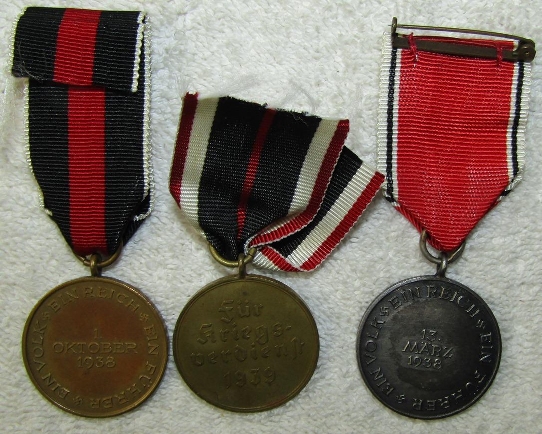 3pcs-Pre/Early WW2 Austrian/Czech Annex Medals-War Merit Cross 3rd Class