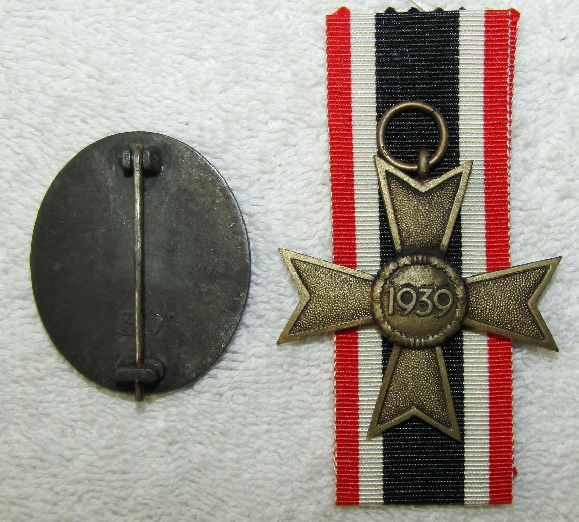 2pcs-Silver Wound Badge-War Merit Cross 2nd Class W/O Swords