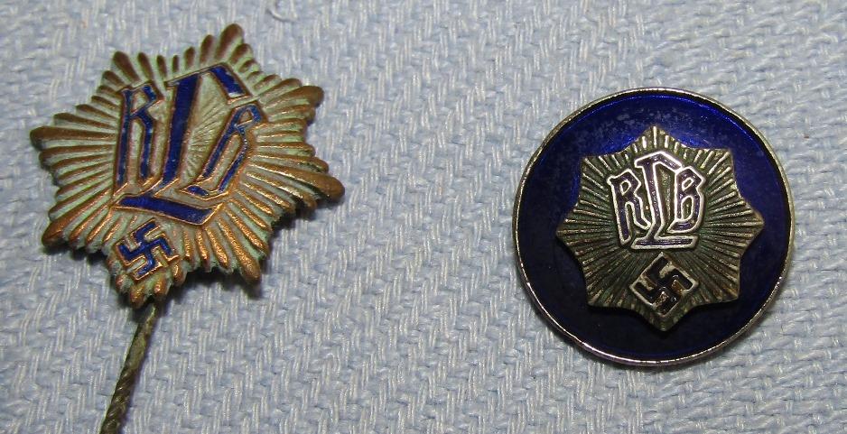 2pcs-Early 1st Pattern RLB Member Blue Enamel Badge-Member Stickpin