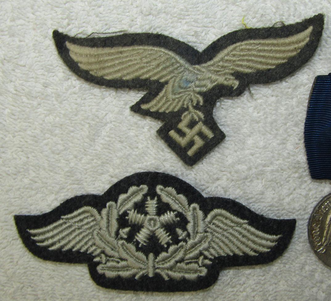 4pcs-Misc. Luftwaffe Insignia-Cap Eagle-Aircraft Mechanic-4yr Service Medal W/Ribbon Device