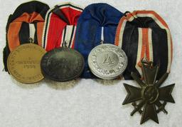 4 Place Parade Mount Medal Bar-War Merit 2nd Class-Luftwaffe 4 yr Service-Austrian/Czech Medals