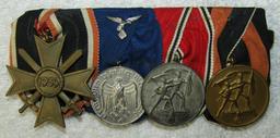 4 Place Parade Mount Medal Bar-War Merit 2nd Class-Luftwaffe 4 yr Service-Austrian/Czech Medals