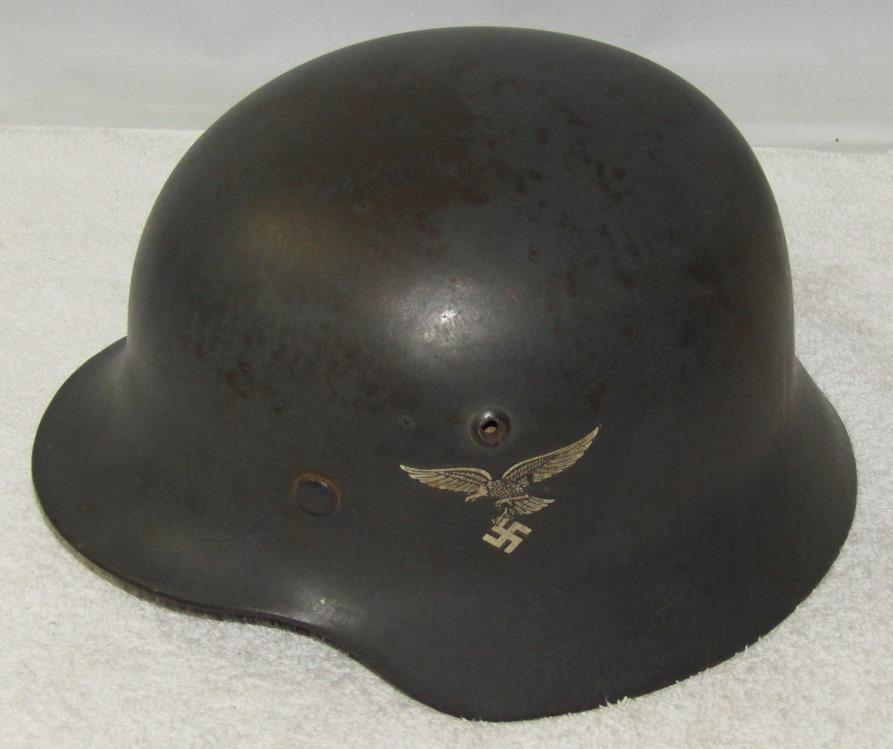 Luftwaffe Double Decal M35 Helmet-"Straight Leg" Adler-Soft Leather Liner