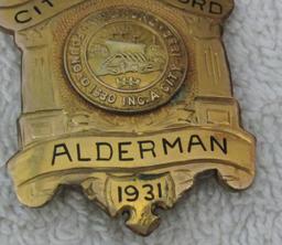 1931 Dated "CITY OF MEDFORD, MA. ALDERMAN" Badge
