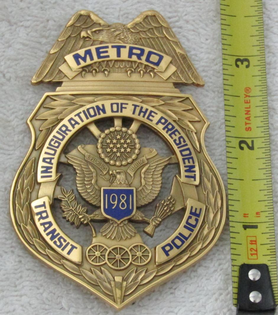 Scarce 1981 REAGAN Presidential Inauguration "METRO TRANSIT POLICE" Badge-Numbered