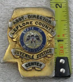 1940-50's Vintage "LEFLORE COUNTY, MS. JUVENILE JUSTICE CENTER-ASST. DIRECTOR" Badge