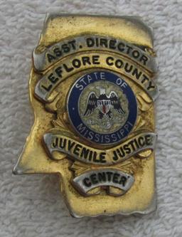 1940-50's Vintage "LEFLORE COUNTY, MS. JUVENILE JUSTICE CENTER-ASST. DIRECTOR" Badge