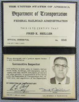 Ca. 1960's "U.S. FEDERAL DEPT. OF TRANSPORTATION PHOTO ID WALLET FOR LOCOMOTIVE INSPECTOR"