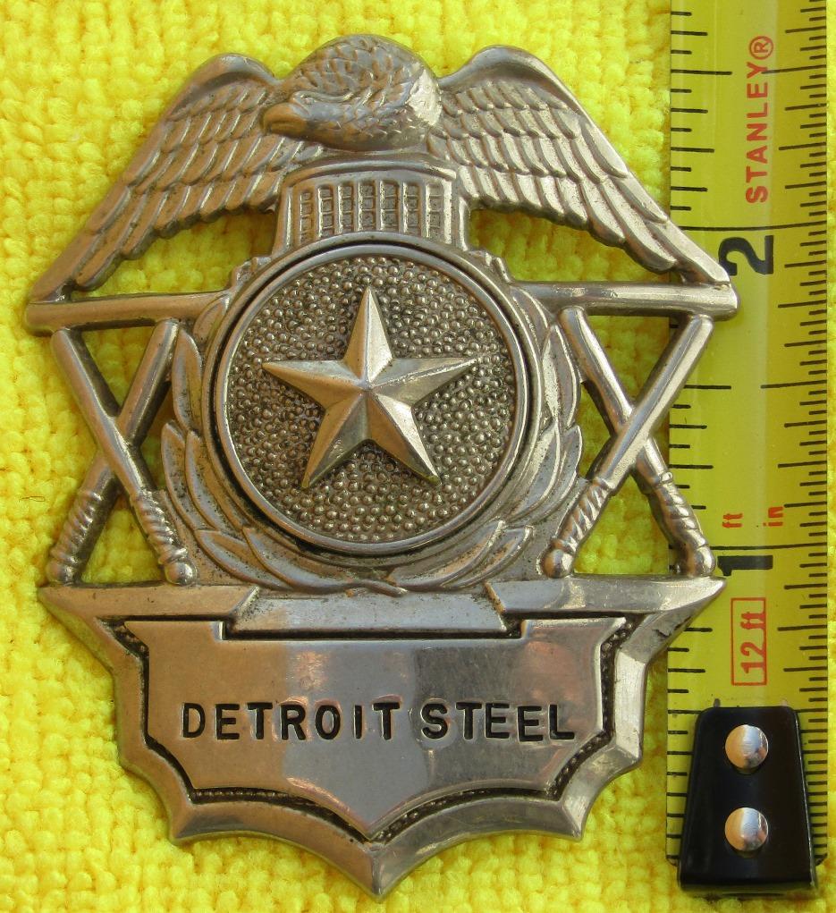 Rare Ca. 1940's Detroit Steel Security Officer's Cap Badge