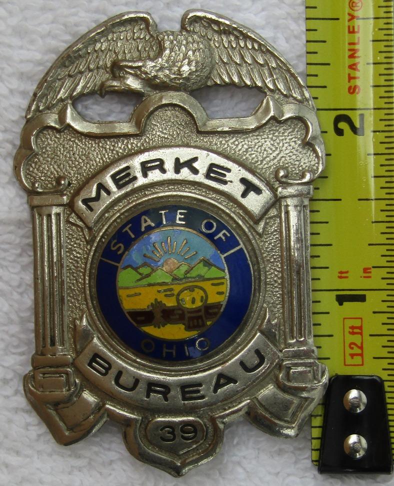 Scarce 1960-70's State Of Ohio Merket Bureau (Private Investigator) Badge-Numbered