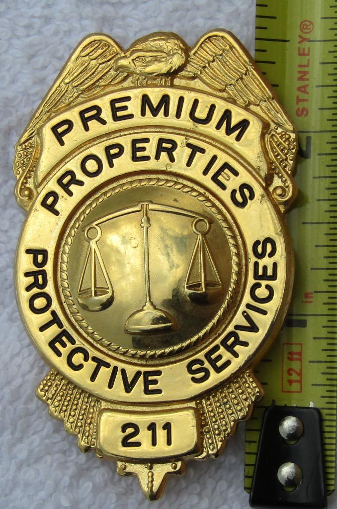 Vintage 1950-60's Premium Properties Protective Services Numbered Badge
