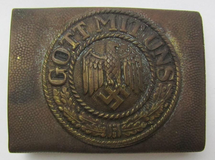 Rare Early Third Reich Wehrmacht Belt Buckle-2pc Brass Construction