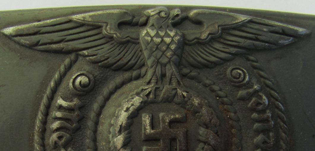 Original WW2 Period Waffen SS Belt Buckle For EM with Rare OD Paint Combat Finish By RODO