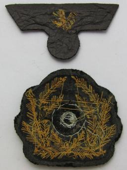 Kreigsmarine Officer's Gold Bullion Visor Cap Insignia Set