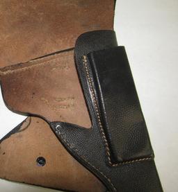 1944 Dated P38 Pebbled Finish Soft Shell Holster-"cxo 4" Police Type Closure Strap