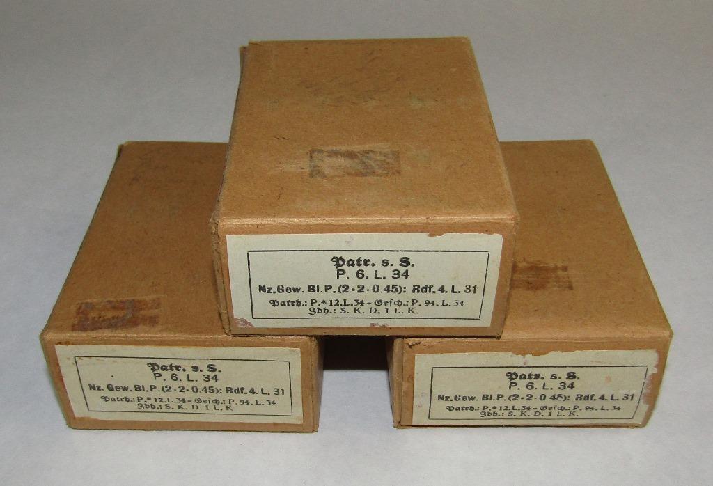 3 Boxes (45 Rounds Total Count) Early Pre War Dated Mauser Rifle 8mm Ammo