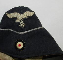 Luftwaffe Officer's Overseas/Garrison Cap-Has Officer's Initials-Depot/Maker Stamping