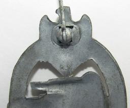 Panzer Assault Badge In Silver-Maker Marked "R.K."