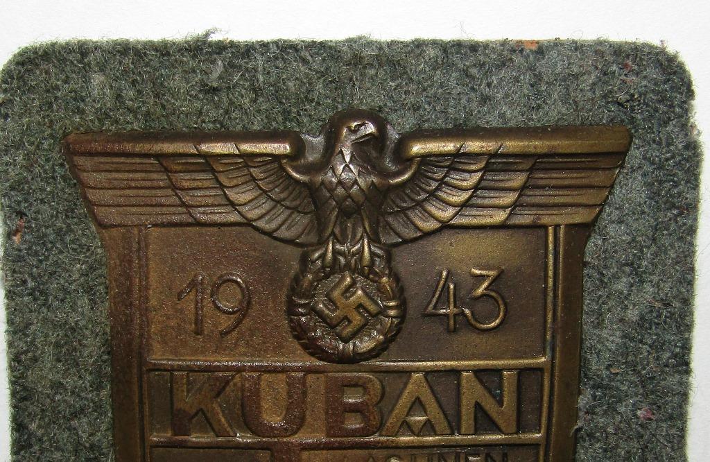 KUBAN Campaign Shield With Wehrmacht Field Gray Wool Backing
