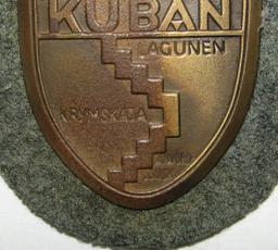 KUBAN Campaign Shield With Wehrmacht Field Gray Wool Backing