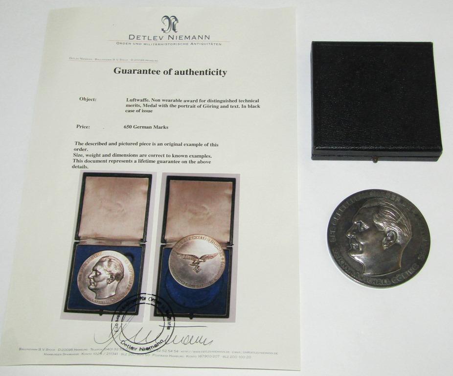 Scarce Luftwaffe Distinguished Technical Merit Award Medallion With Issue Case-COA By D. Niemann