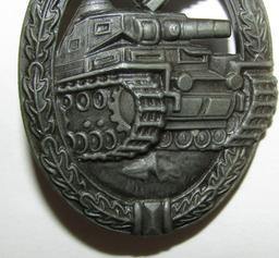 Panzer Assault Badge In Bronze-Maker Marked "FRANK & REIF STUTTGART"