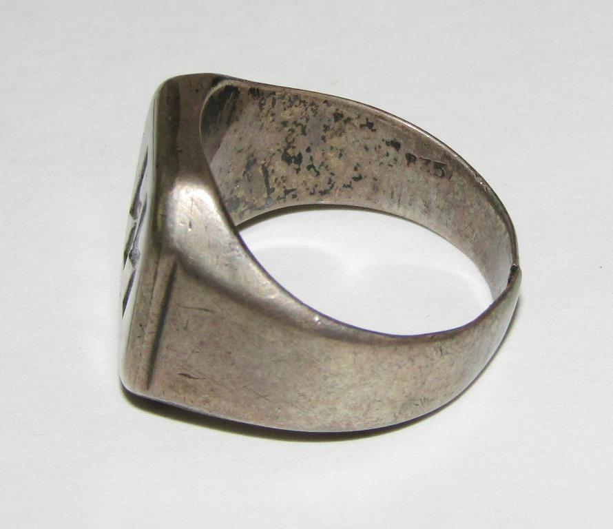 Rare! WWII Period Allgemeine/Waffen SS Finger Ring W/Engraved Runes-835 Silver Hallmark
