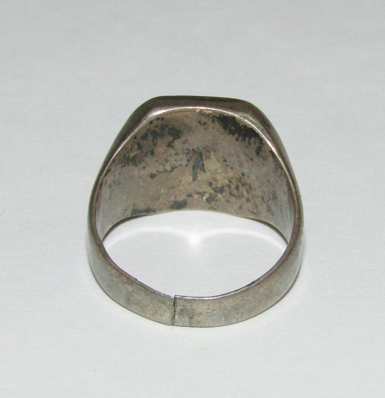 Rare! WWII Period Allgemeine/Waffen SS Finger Ring W/Engraved Runes-835 Silver Hallmark