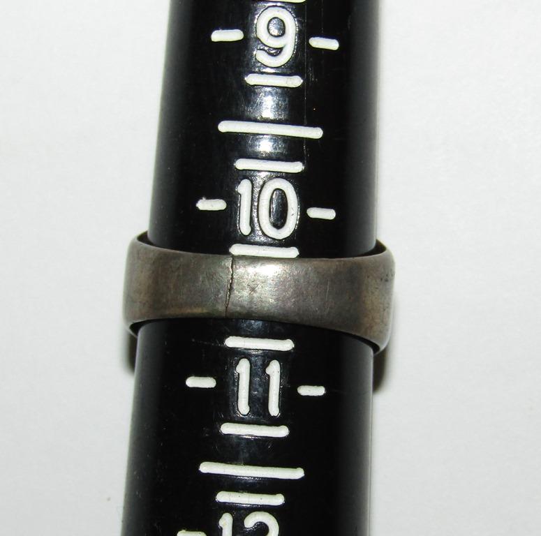 Rare! WWII Period Allgemeine/Waffen SS Finger Ring W/Engraved Runes-835 Silver Hallmark