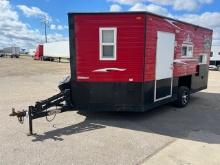 285. 2017 8' x 14' V American Surplus Perch Palace Ice Castle on Valley HYD Single Axle Frame,