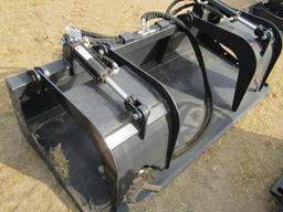 1446. 325-640. 72 INCH SKID LOADER GRAPPLE FORK WITH PAN STYLE BUCKET, TAX