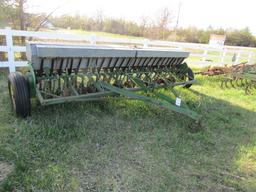 121. JOHN DEERE VAN BRUNT 12 FT. DOUBLE DISC GRAIN DRILL ON LOW RUBBER, GRA