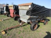 104. FLAIR BOX ON FOUR WHEEL WAGON FULL OF OAK SPLIT, SEASONED FIRE WOOD