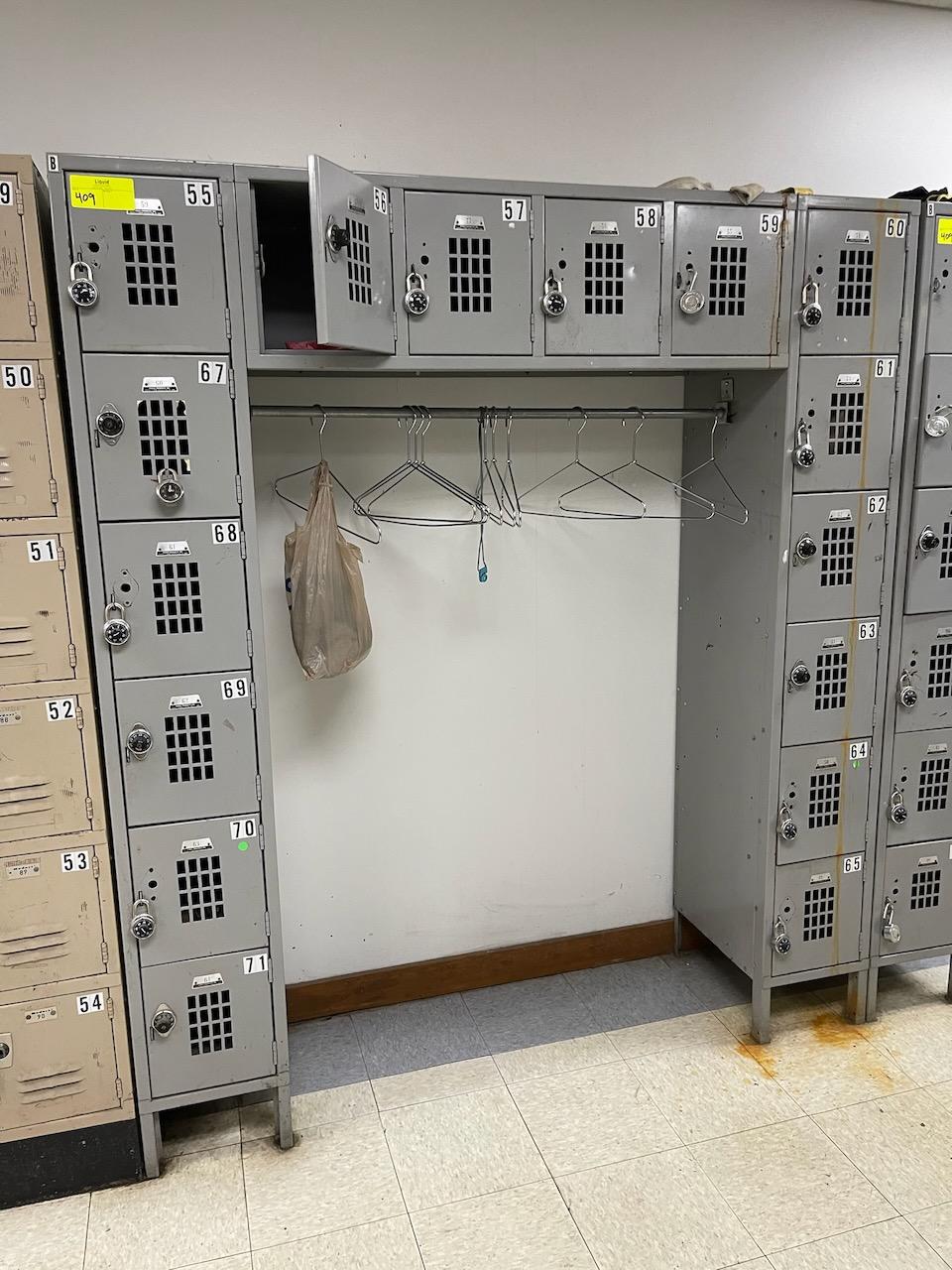 Lockers (16)  - 12"x12"x18" Holes - Gray w/ hang bar