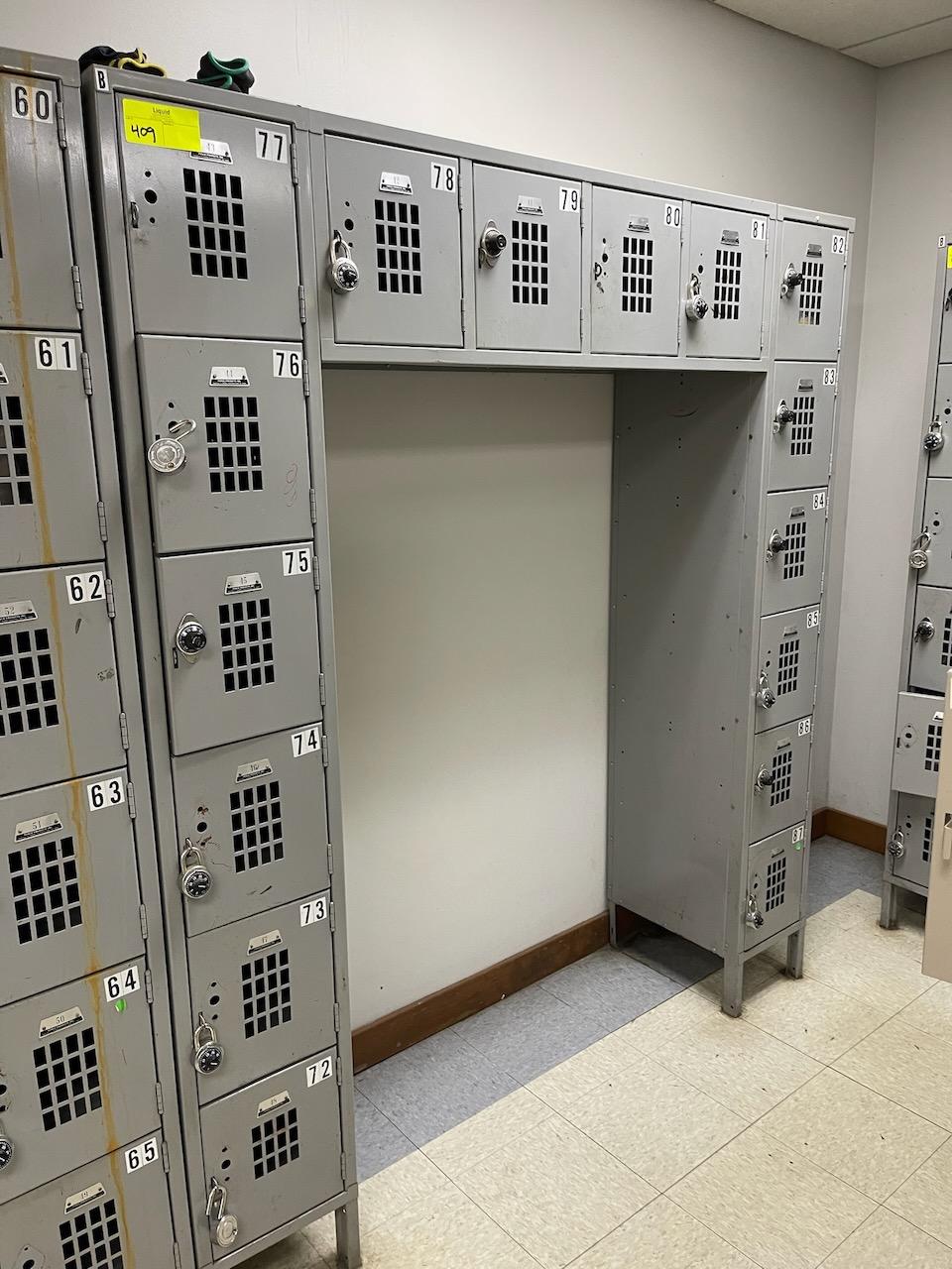 Lockers (16)  - 12"x12"x18" Holes - Gray w/ hang bar