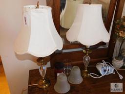Lot 2 Vintage Brass Finish Lamps & Decorations