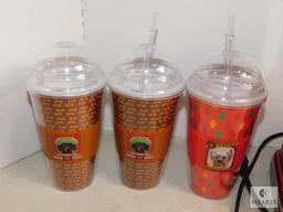 Lot of Cups, Nostalgia Electric Popcorn Maker, Candle, & Dip Bowl Set