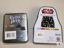 Lot of 2 Mens Sleep Shorts New Guitar Hero & Star Wars Tin