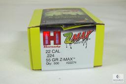 Approximately 150 count Hornady 22 Caliber Bullets 55 grain z-max