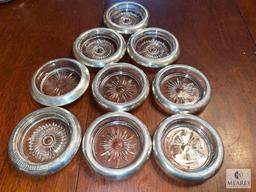 Assorted Sterling Silver Glass Coasters