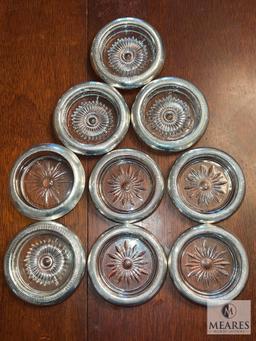 Assorted Sterling Silver Glass Coasters