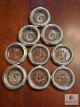 Assorted Sterling Silver Glass Coasters