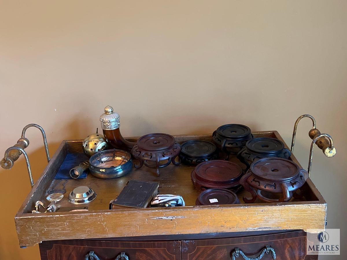 Tray Lot with Small Decorative Wooden Stands